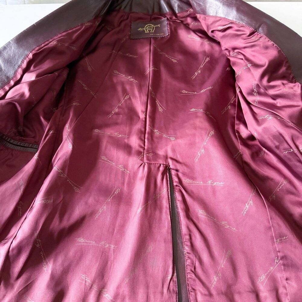 Vintage Etienne Aigner Leather Blazer Jacket Womens Oxblood Size 6 XS/S Small - Picture 9 of 16
